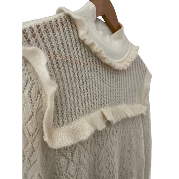 Intermix‎ Cottage Alpaca Blend Delicate Ruffled Sweater in Cream Size Large - Picture 6 of 10